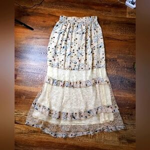 Anthropologie Azel Hazel Small Maxi Skirt lace panels